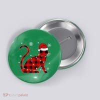 Cat Lover Plaid Holiday Festive Button thumb 0