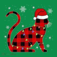 Cat Lover Plaid Holiday Festive Button thumb 1