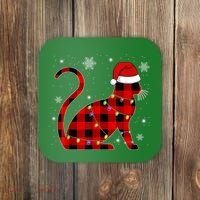 Cat Lover Plaid Holiday Festive Coaster thumb 0