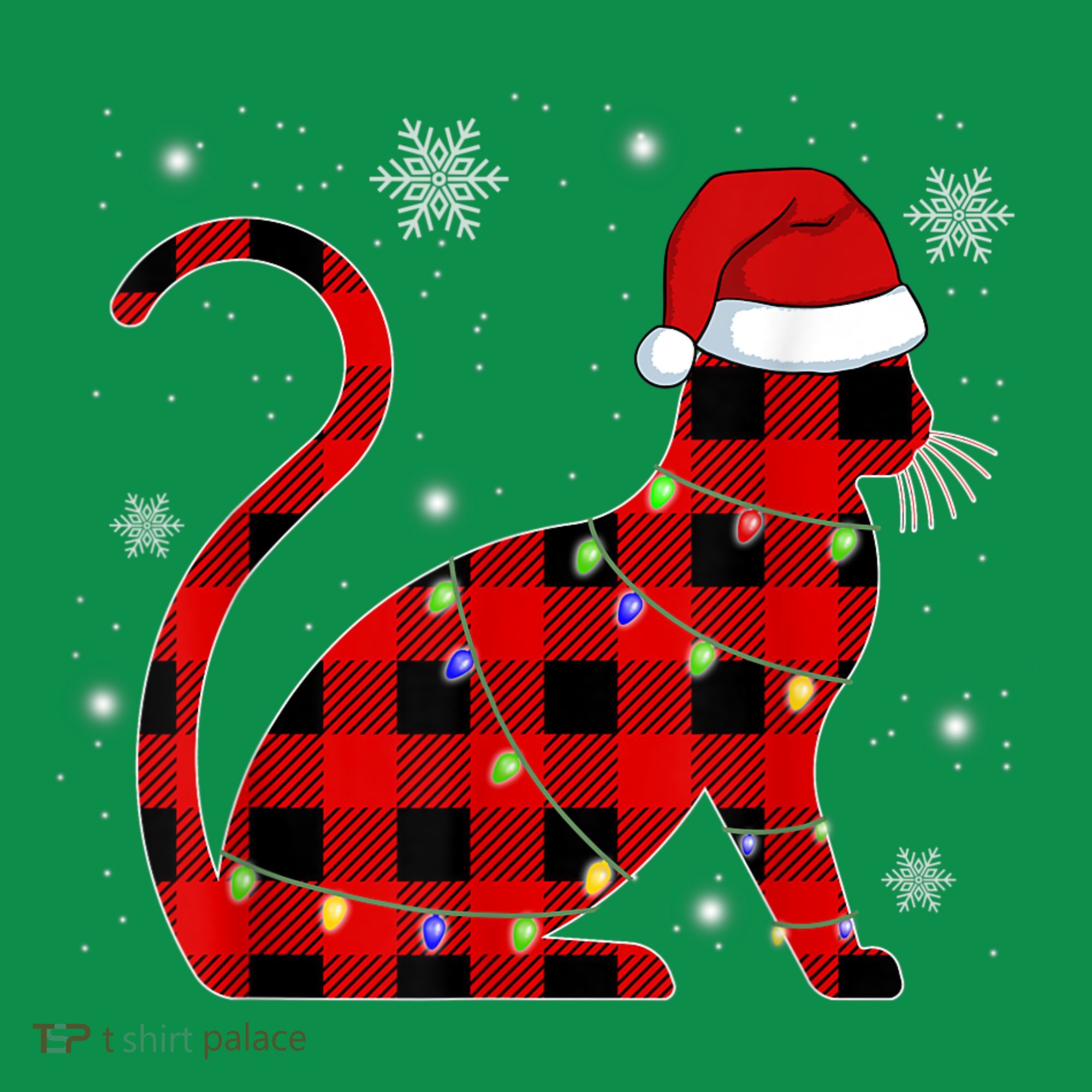 Cat Lover Plaid Holiday Festive Coaster