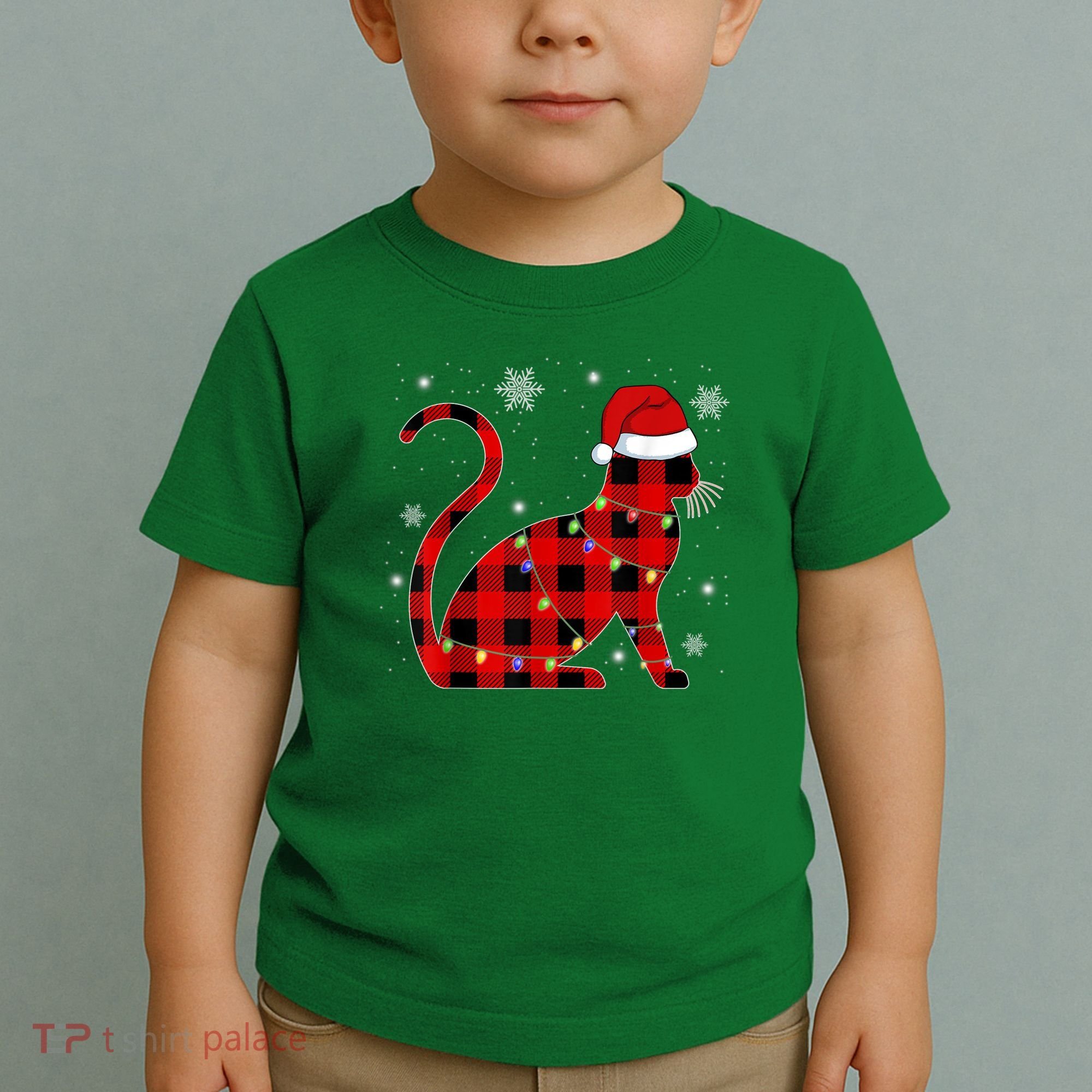 Cat Lover Plaid Holiday Festive Toddler T-Shirt