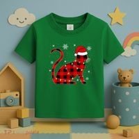 Cat Lover Plaid Holiday Festive Toddler T-Shirt thumb 3
