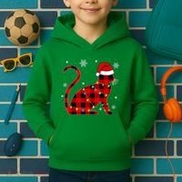 Cat Lover Plaid Holiday Festive Kids Hoodie thumb 2