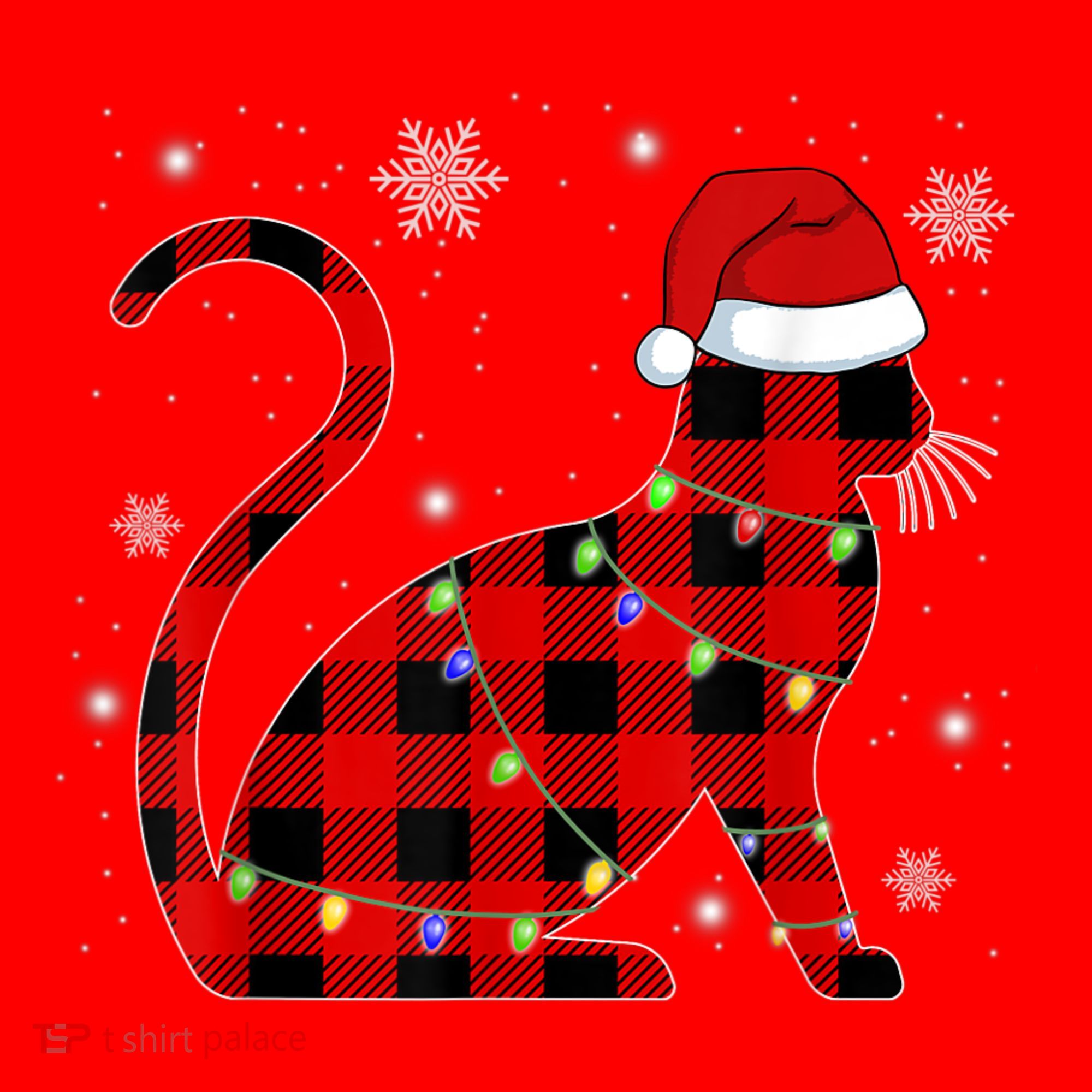 Cat Lover Plaid Holiday Festive Santa Hat