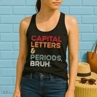 Capital Letters & Periods Bruh Funny Retro English Teacher Women's Tank Top thumb 2