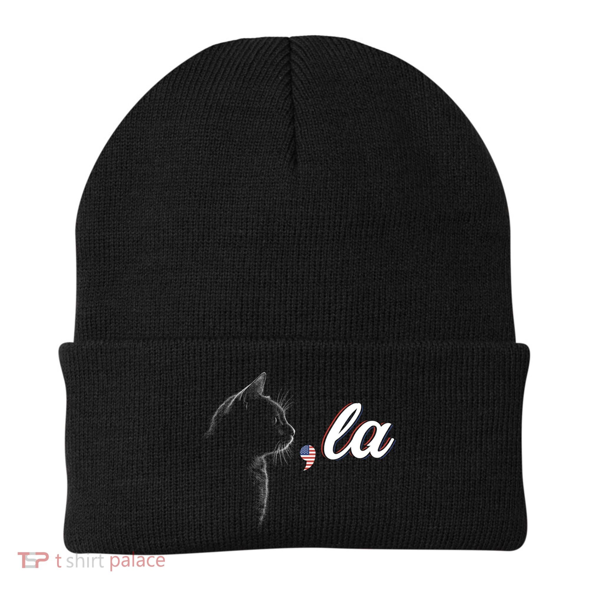 Comma La Patriot Cat Lover For Harris Walz 2024 Cool Gift Beanie