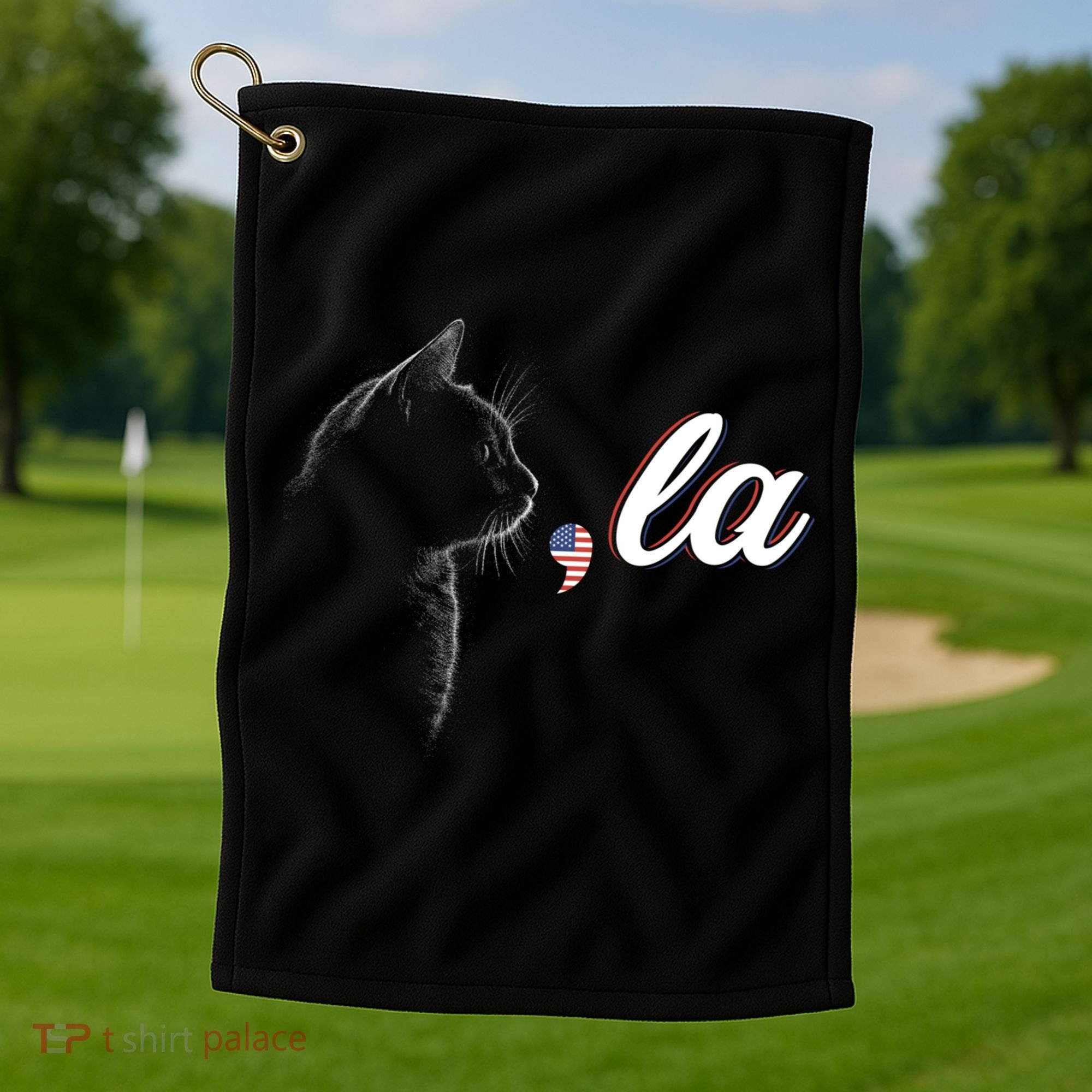 Comma La Patriot Cat Lover For Harris Walz 2024 Cool Gift Golf Towel