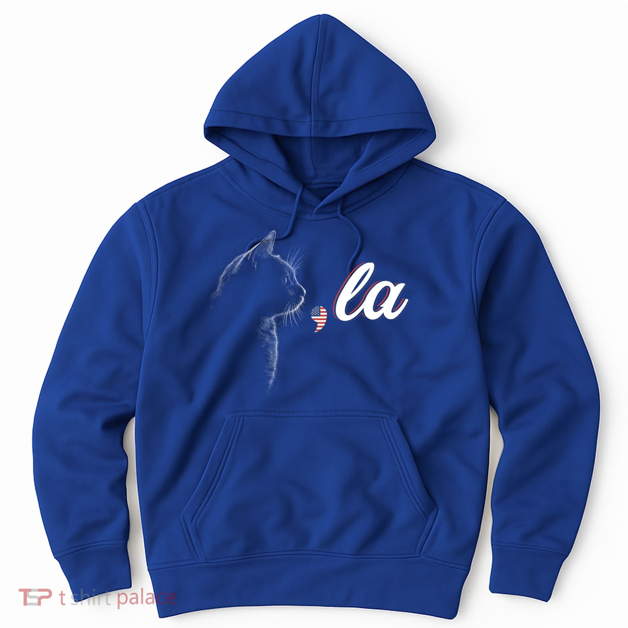Comma La Patriot Cat Lover For Harris Walz 2024 Cool Gift Hoodie