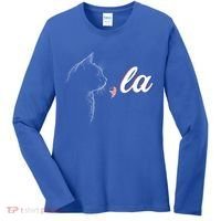 Comma La Patriot Cat Lover For Harris Walz 2024 Cool Gift Women's Long Sleeve Shirt thumb 0