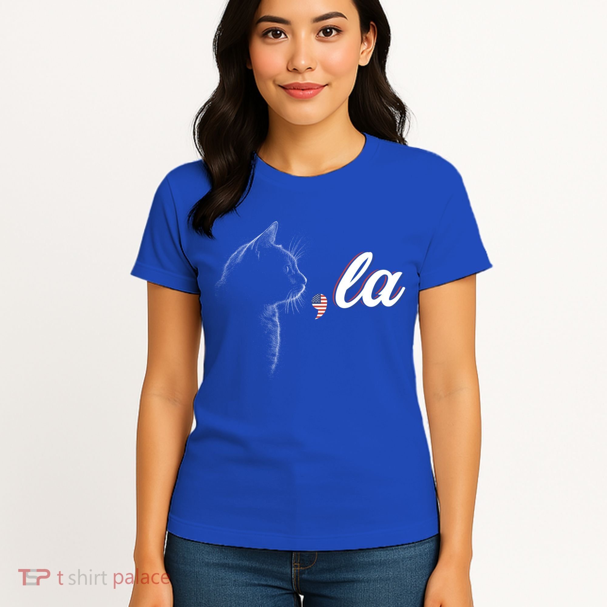 Comma La Patriot Cat Lover For Harris Walz 2024 Cool Gift Women's T-Shirt