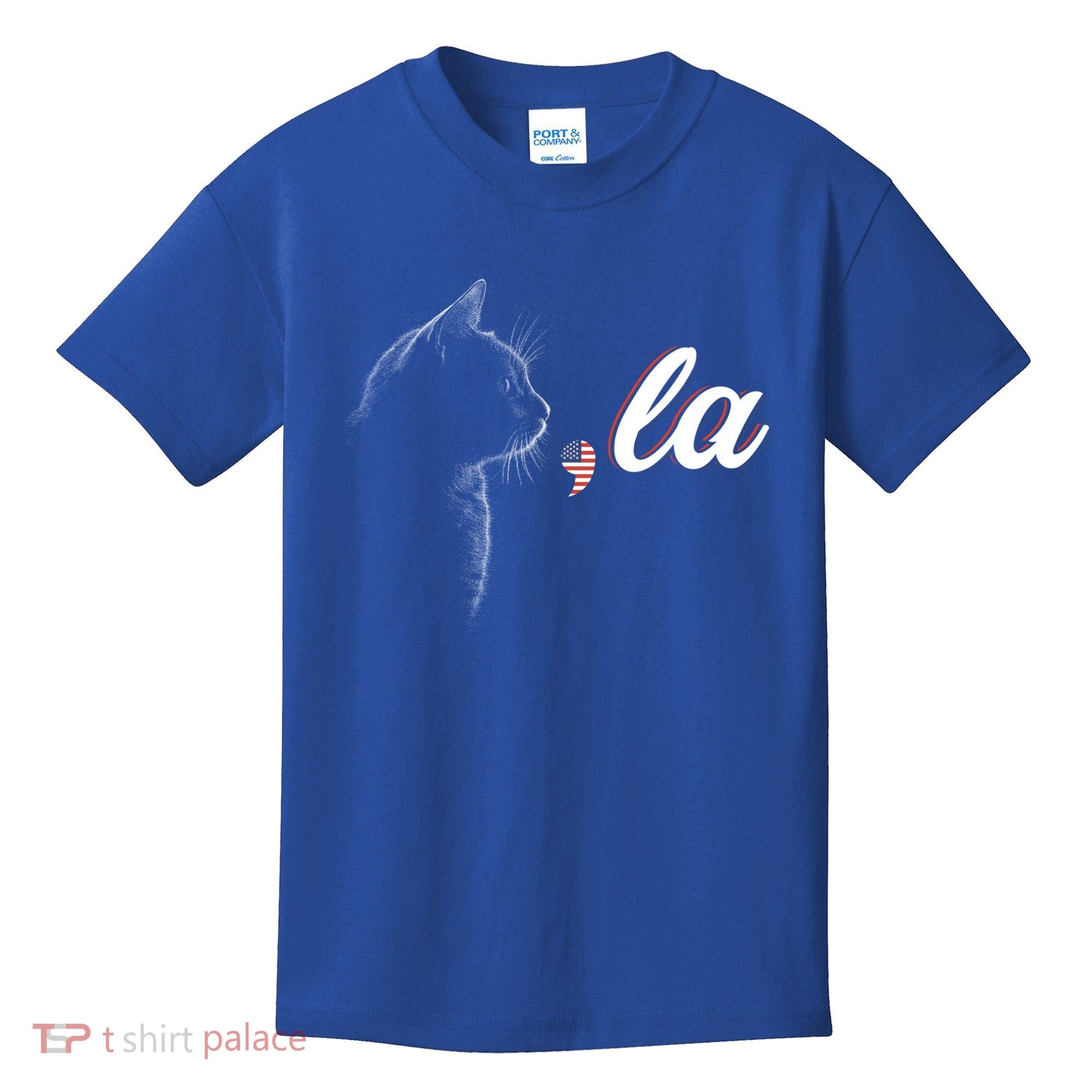 Comma La Patriot Cat Lover For Harris Walz 2024 Cool Gift Kids T-Shirt