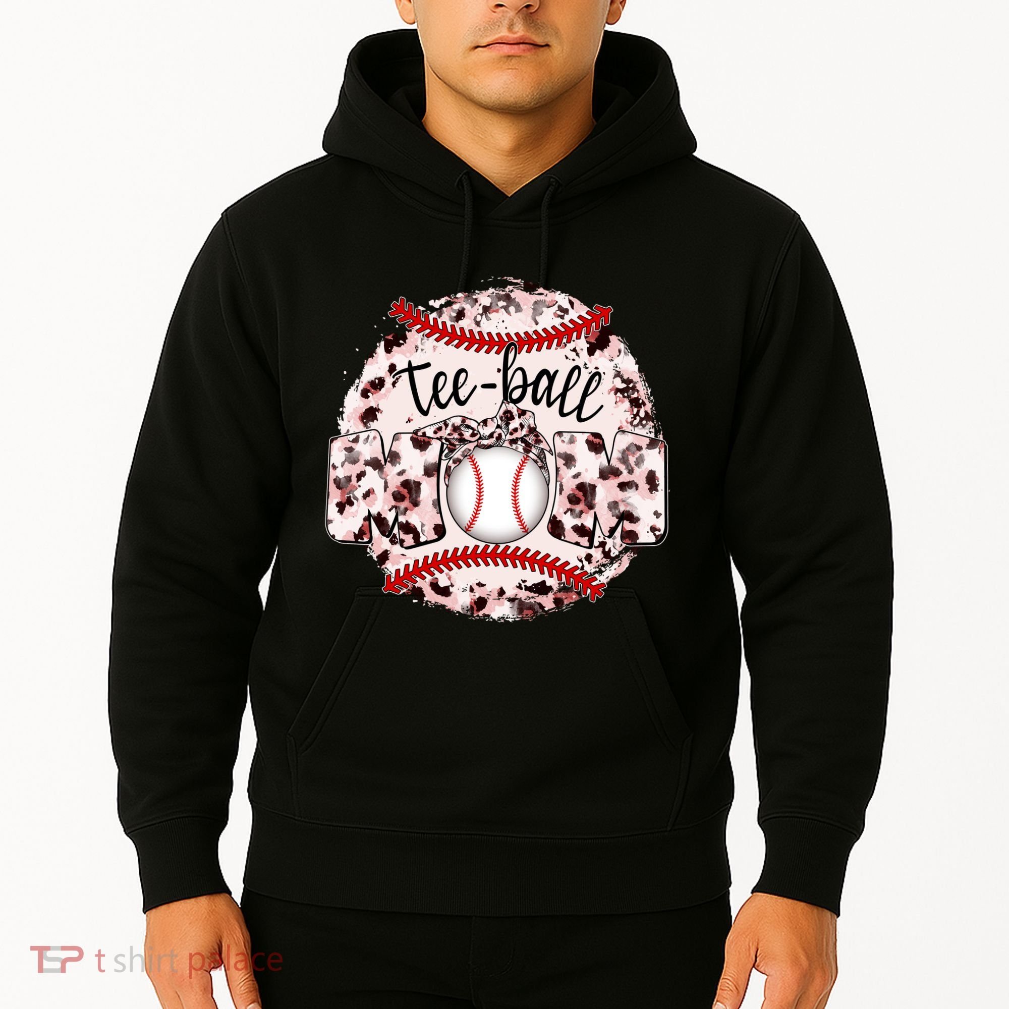 Cute Leopard Print Tee Ball Mom Hoodie
