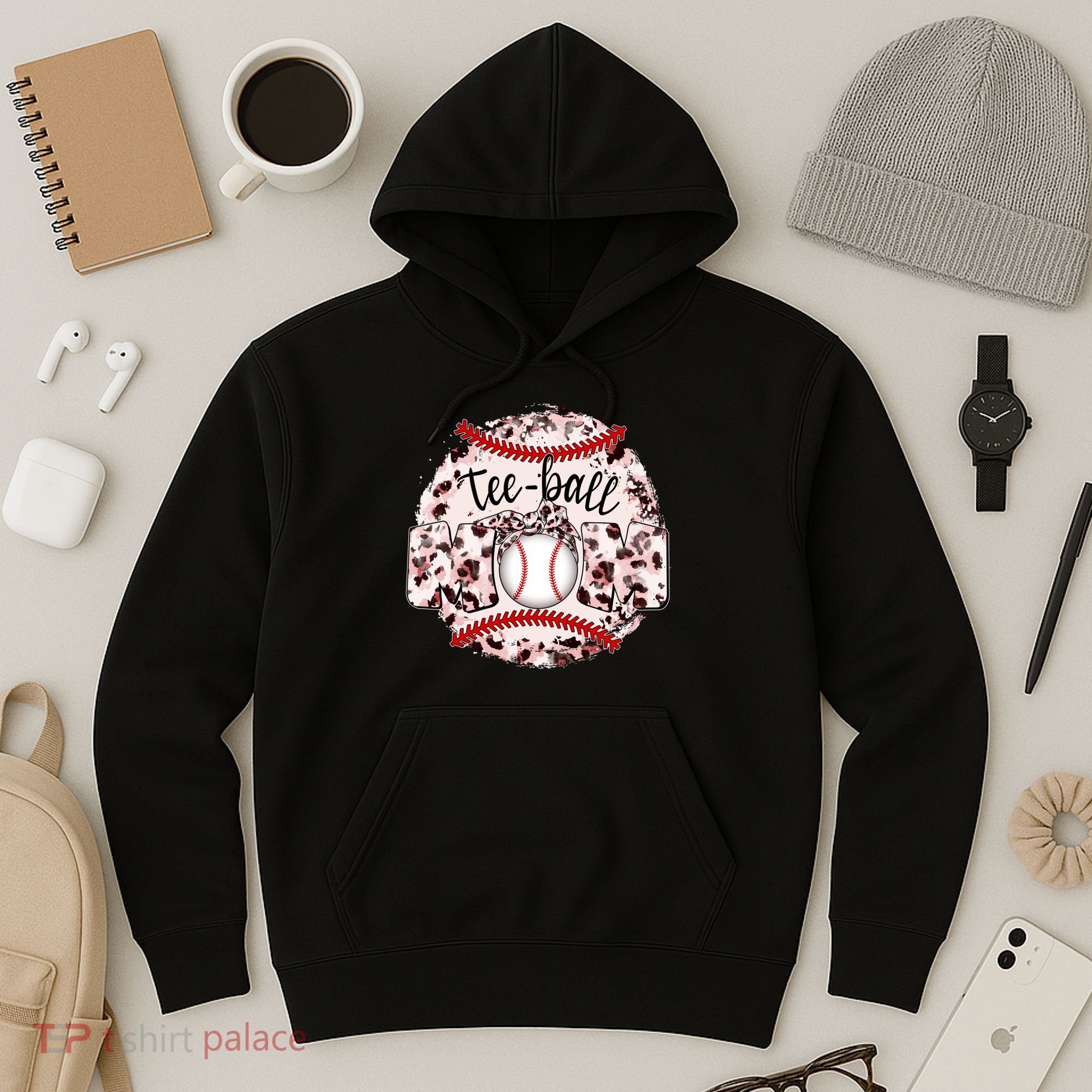 Cute Leopard Print Tee Ball Mom Hoodie
