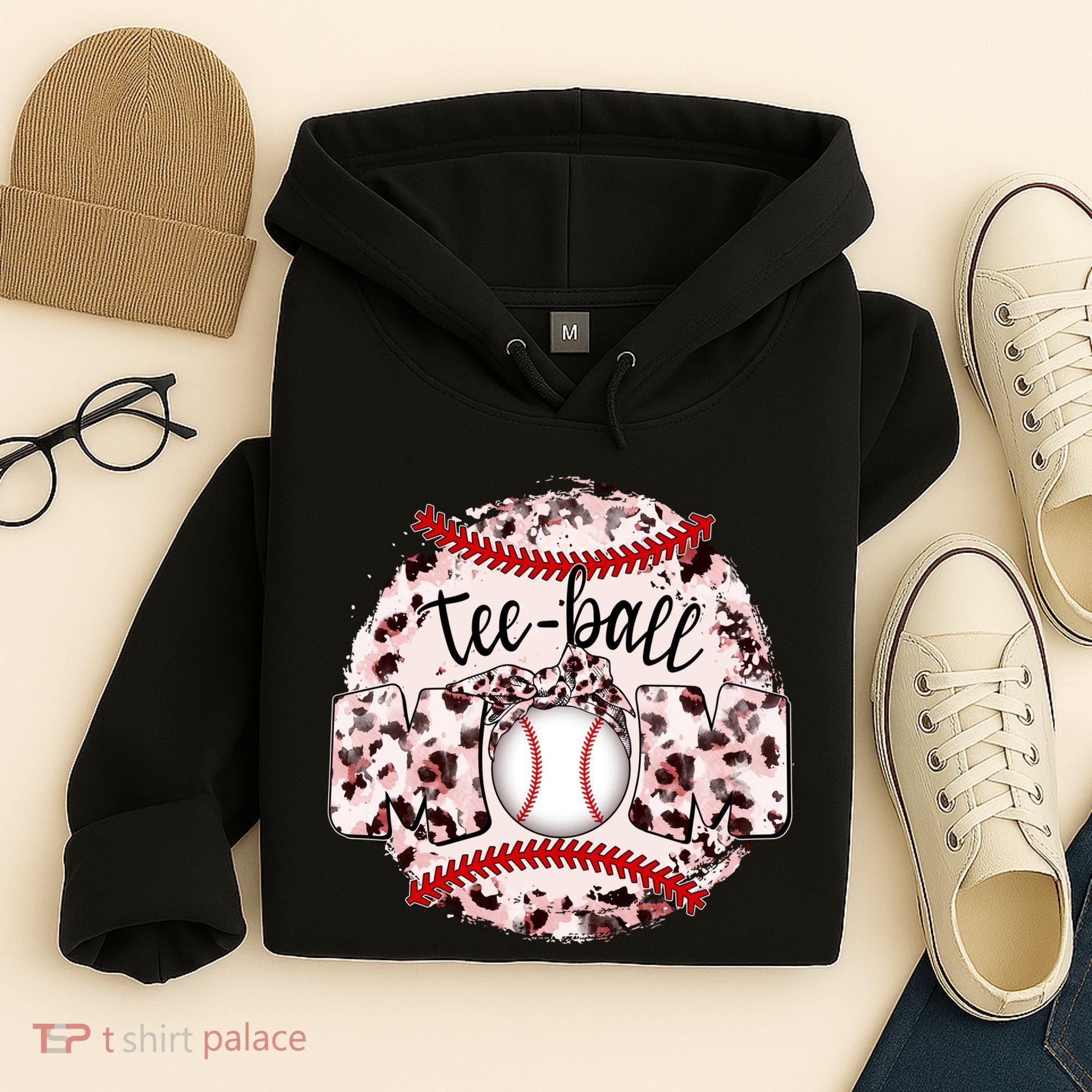 Cute Leopard Print Tee Ball Mom Hoodie