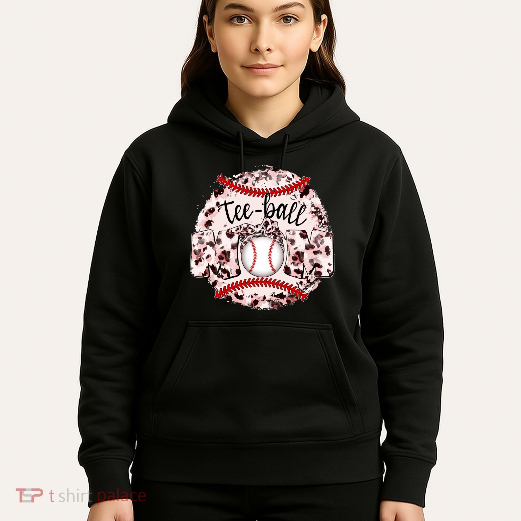 Cute Leopard Print Tee Ball Mom Hoodie