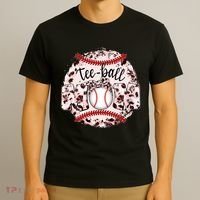 Cute Leopard Print Tee Ball Mom T-Shirt thumb 3