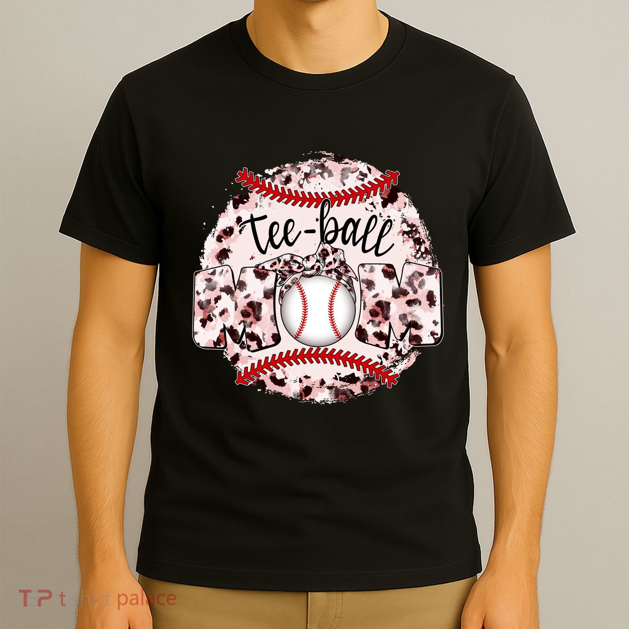 Cute Leopard Print Tee Ball Mom T-Shirt