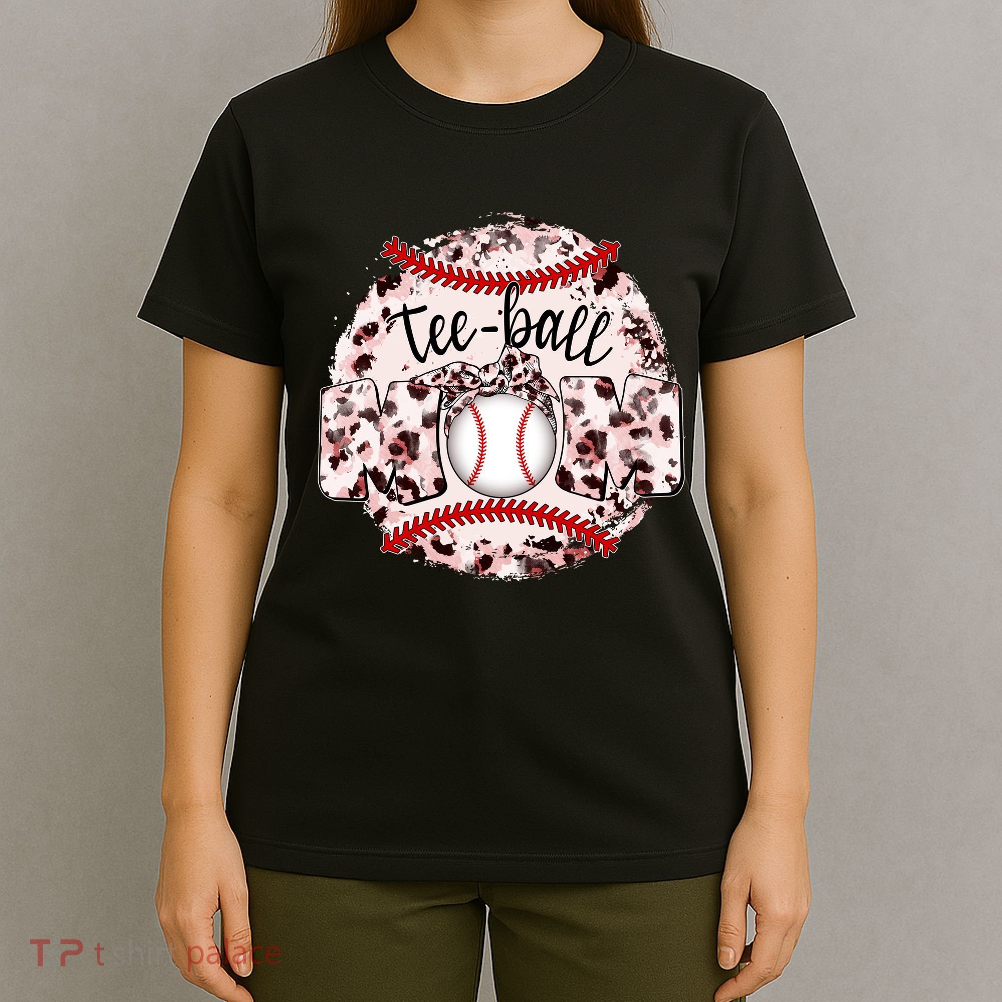 Cute Leopard Print Tee Ball Mom T-Shirt