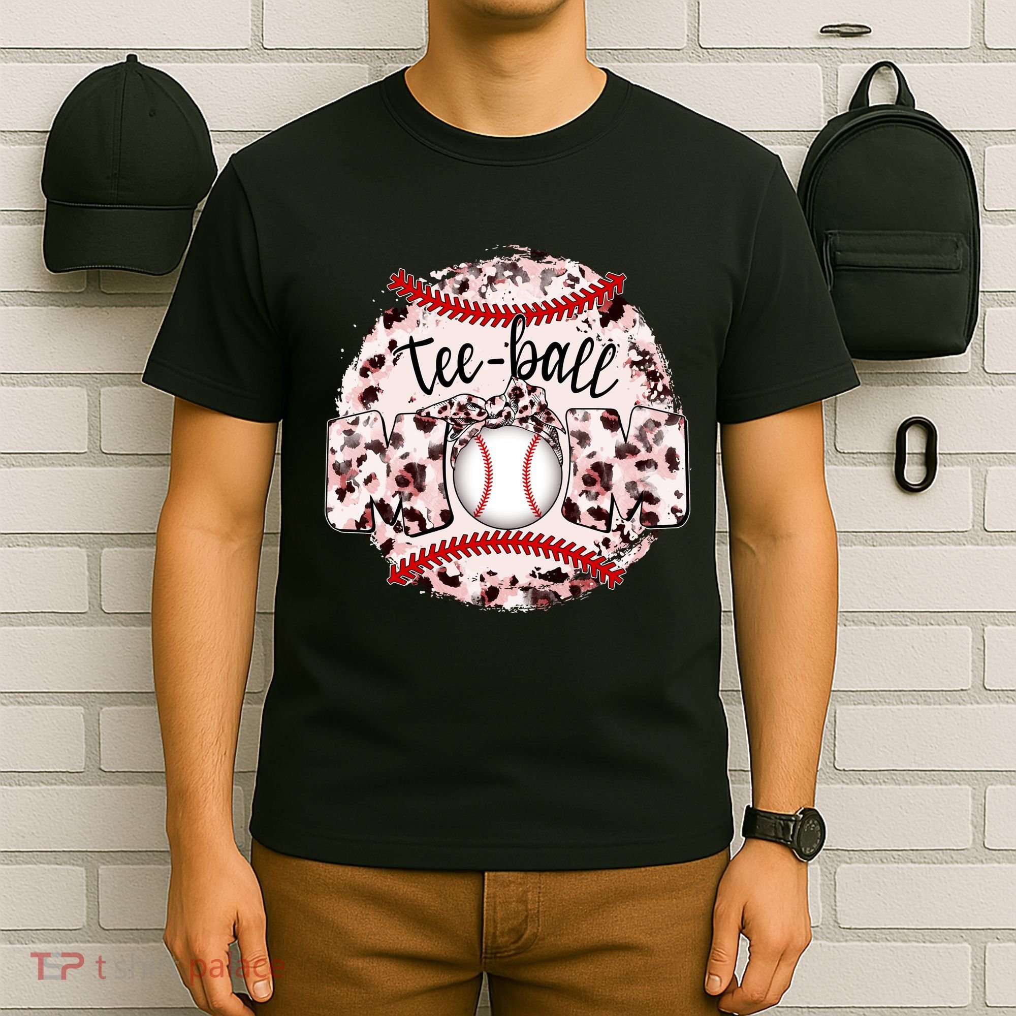 Cute Leopard Print Tee Ball Mom T-Shirt