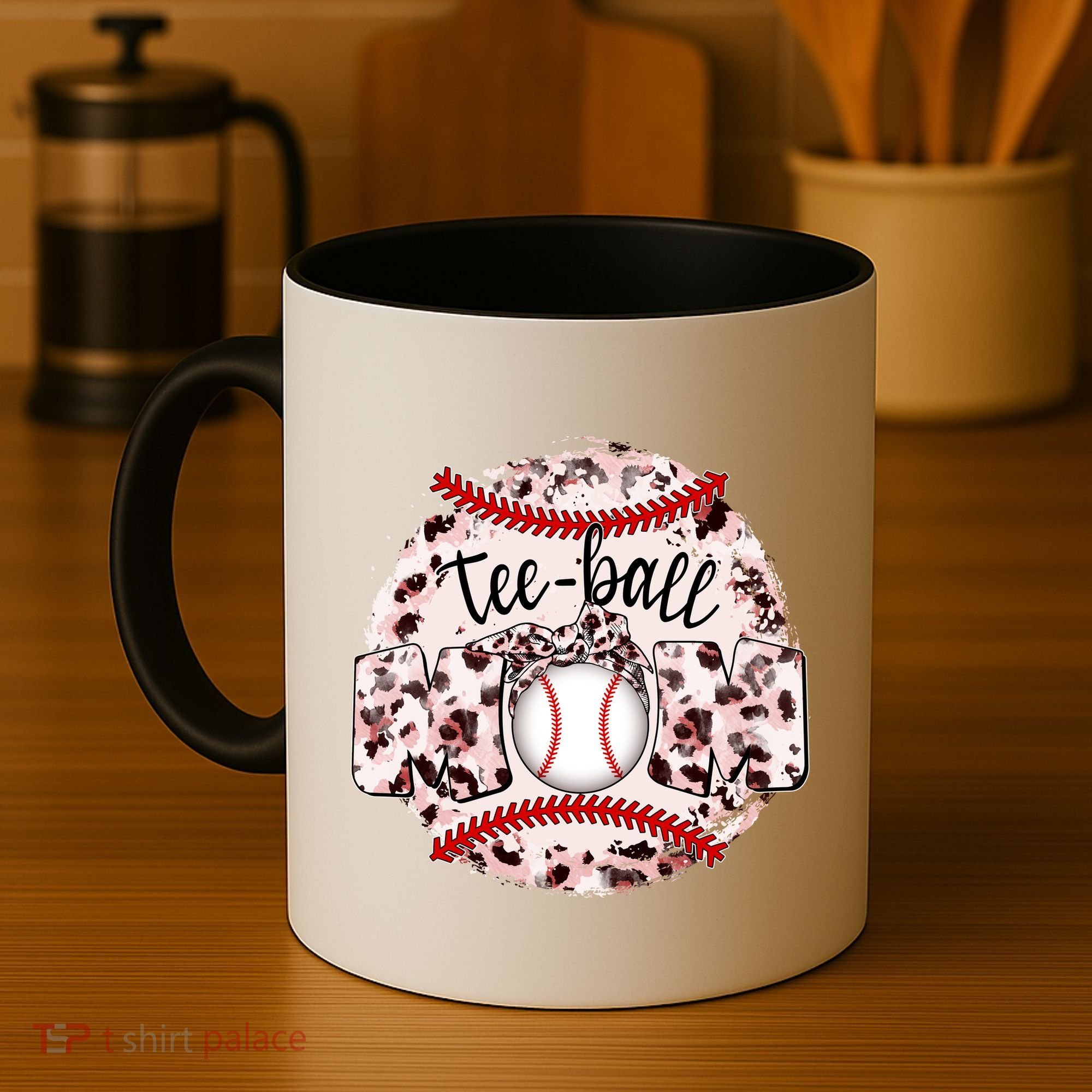 Cute Leopard Print Tee Ball Mom Coffee Mug