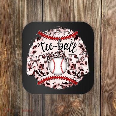 Cute Leopard Print Tee Ball Mom Coaster