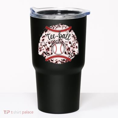Cute Leopard Print Tee Ball Mom Tumbler
