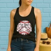 Cute Leopard Print Tee Ball Mom Women's Tank Top thumb 2