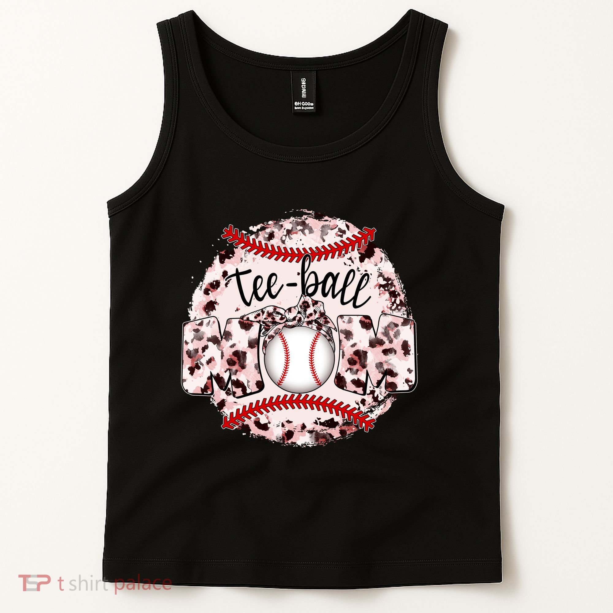 Cute Leopard Print Tee Ball Mom Tank Top