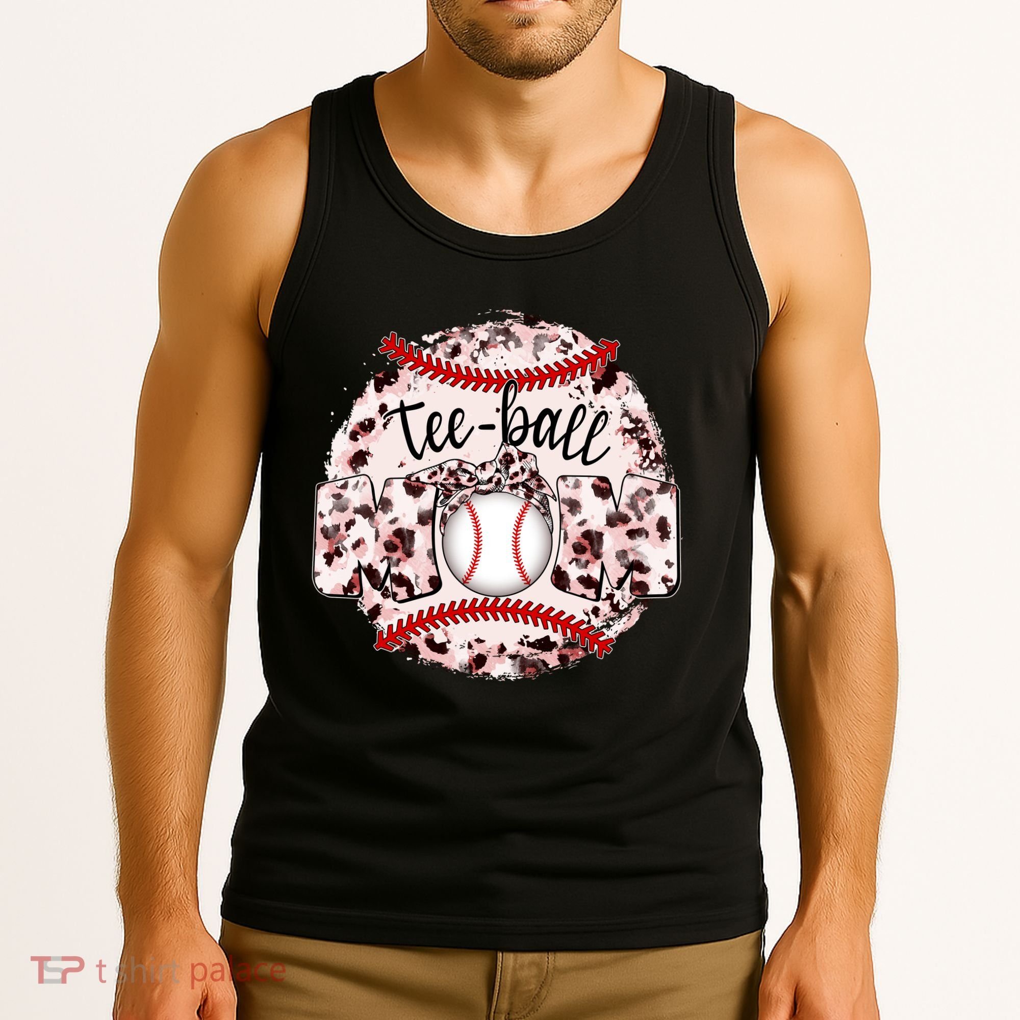 Cute Leopard Print Tee Ball Mom Tank Top
