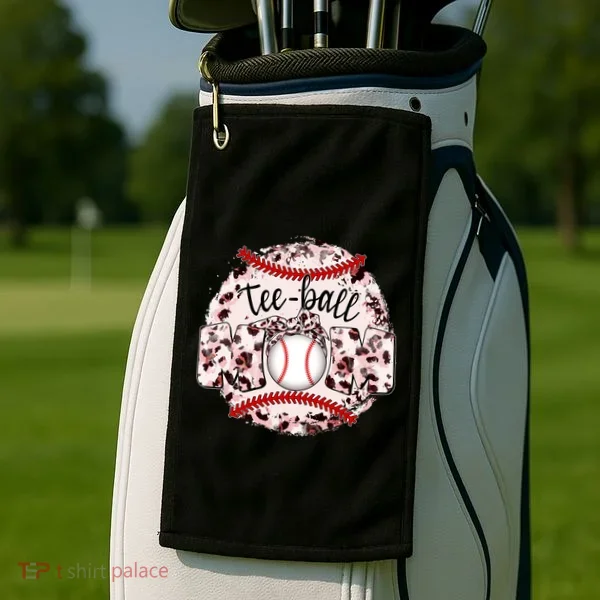 Cute Leopard Print Tee Ball Mom Golf Towel