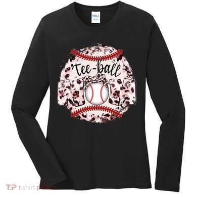 Cute Leopard Print Tee Ball Mom Women's Long Sleeve Shirt