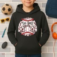 Cute Leopard Print Tee Ball Mom Kids Hoodie thumb 2