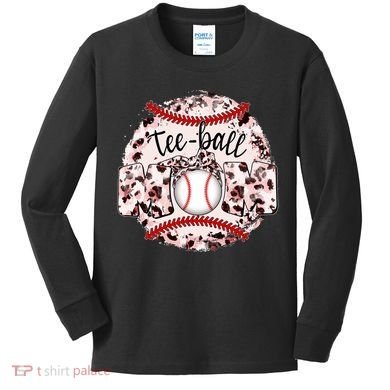 Cute Leopard Print Tee Ball Mom Kids Long Sleeve Shirt