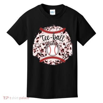 Cute Leopard Print Tee Ball Mom Kids T-Shirt