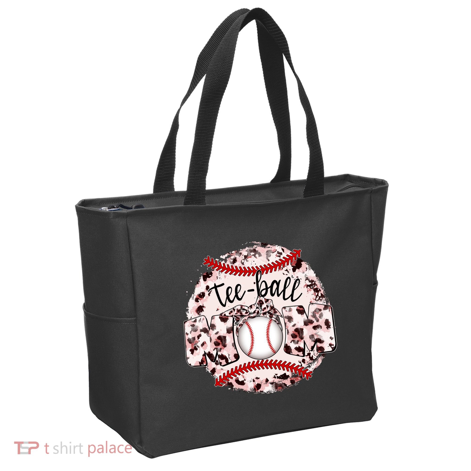 Cute Leopard Print Tee Ball Mom Tote Bag