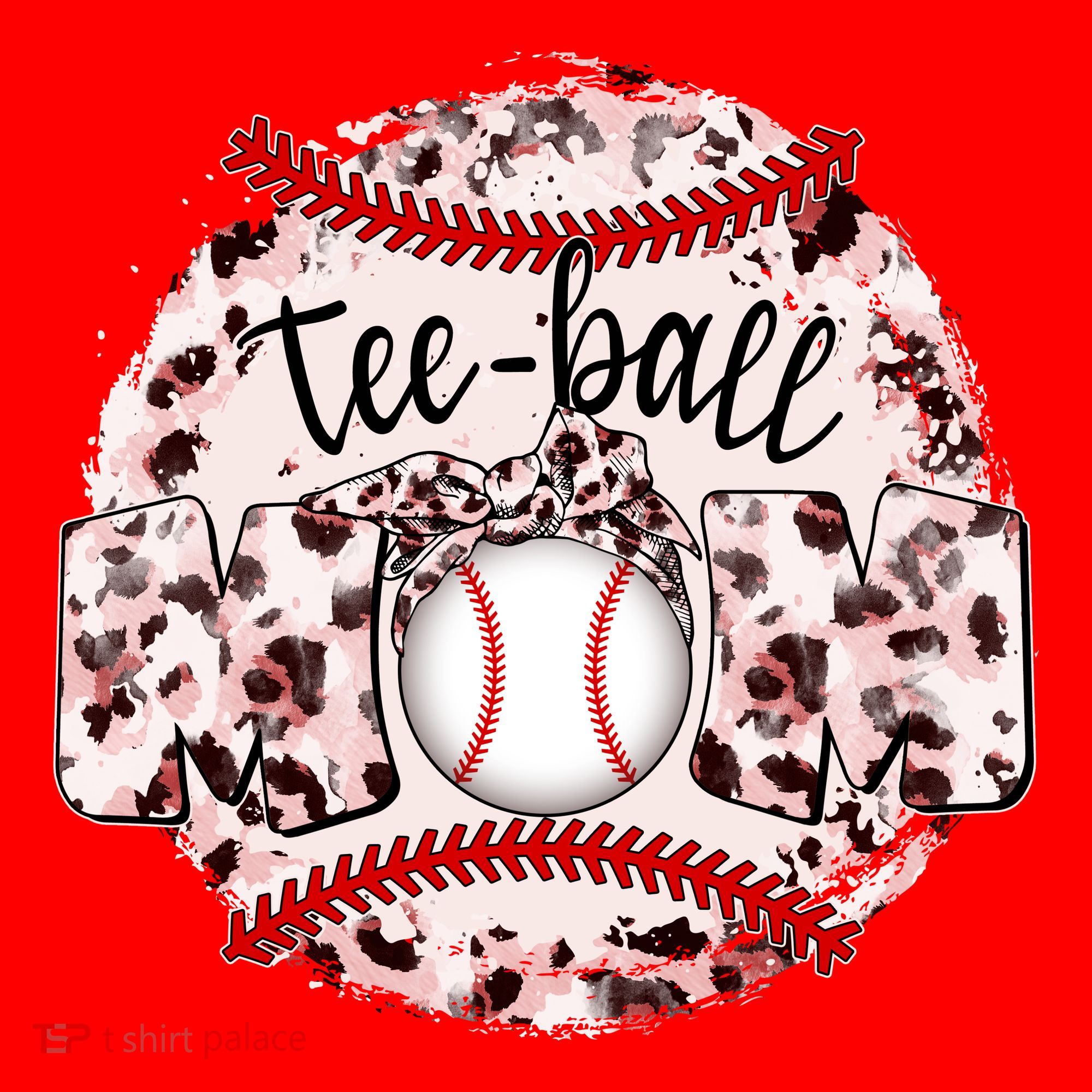 Cute Leopard Print Tee Ball Mom Santa Hat