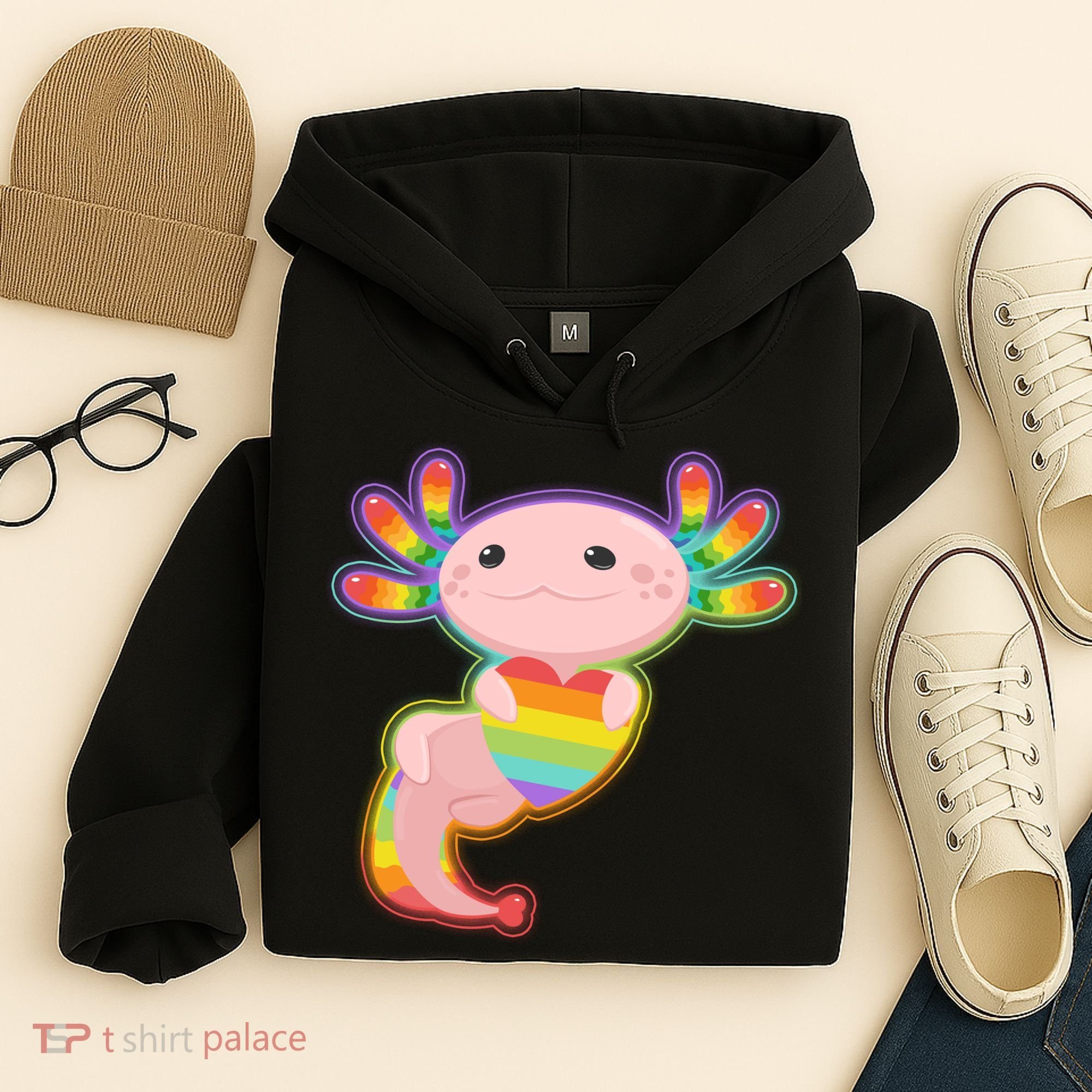 Cute LGBT Pride Axolotl Hoodie