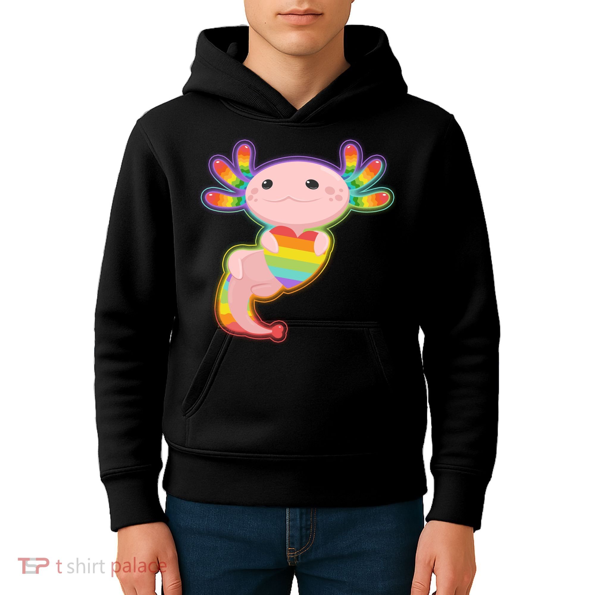 Cute LGBT Pride Axolotl Kids Hoodie