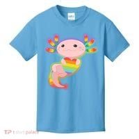 Cute LGBT Pride Axolotl Kids T-Shirt thumb 0
