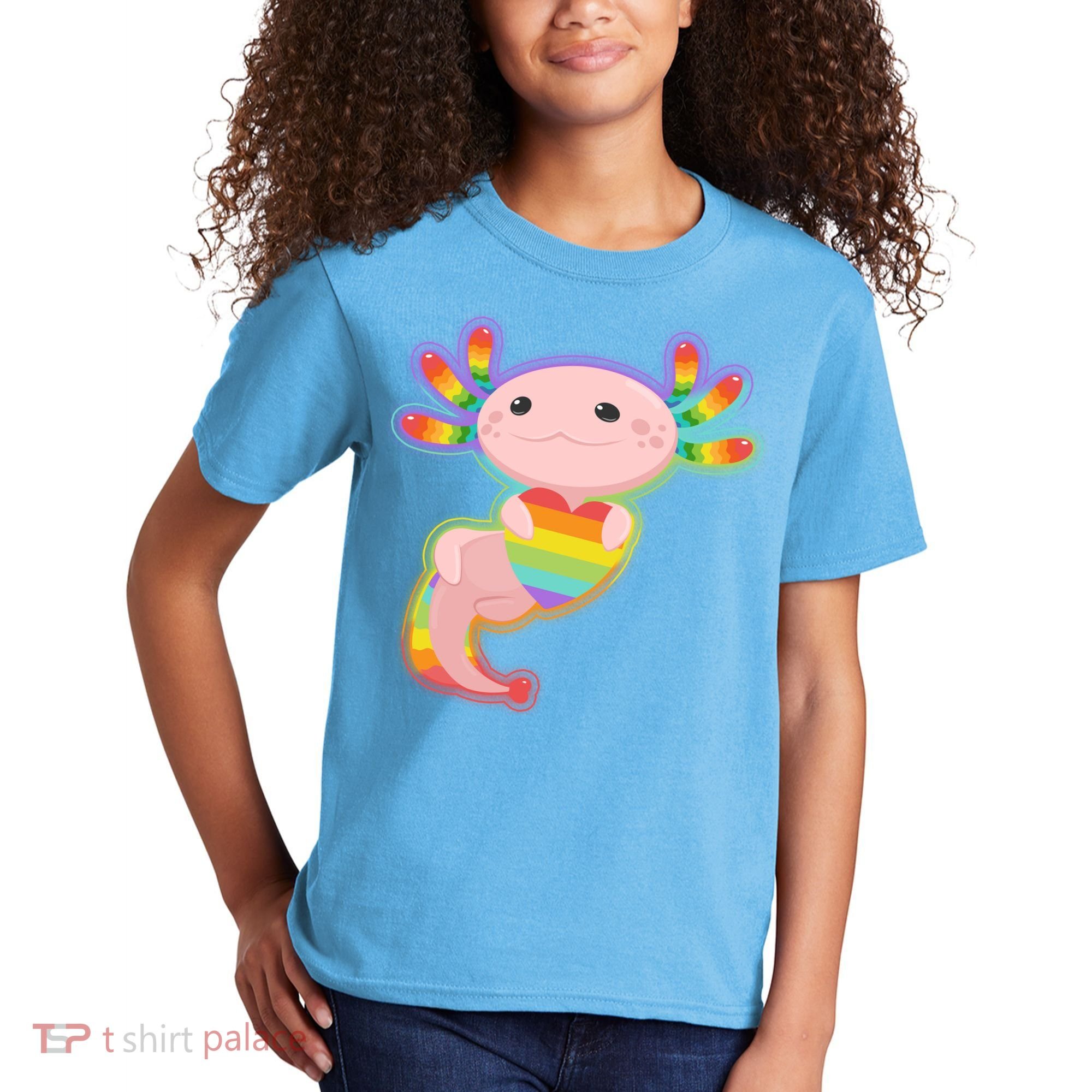 Cute LGBT Pride Axolotl Kids T-Shirt