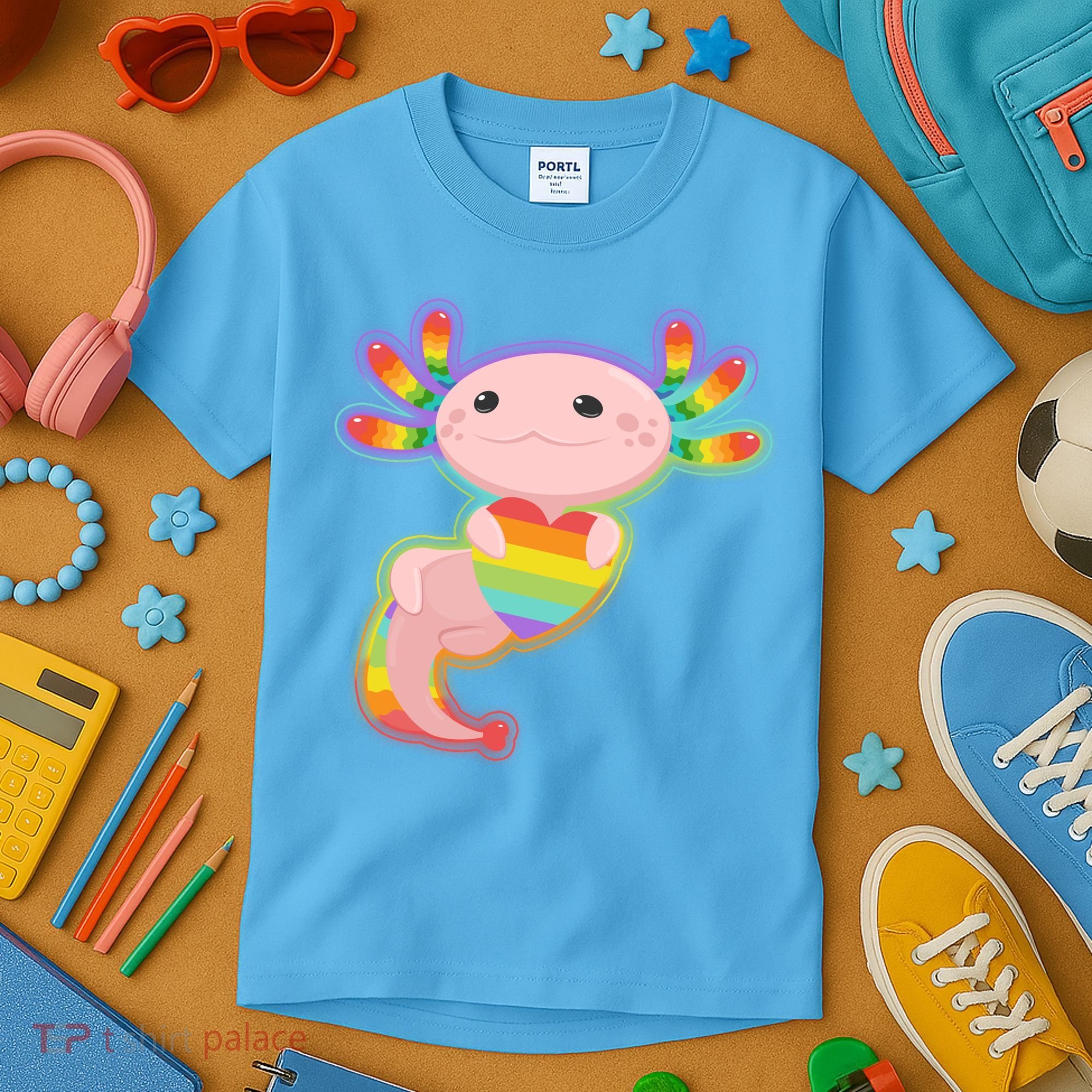 Cute LGBT Pride Axolotl Kids T-Shirt