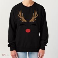 Cute Lady Reindeer Face With Eyelashes And Antlers Gift Novelty Gift Women's Sweatshirt thumb 0
