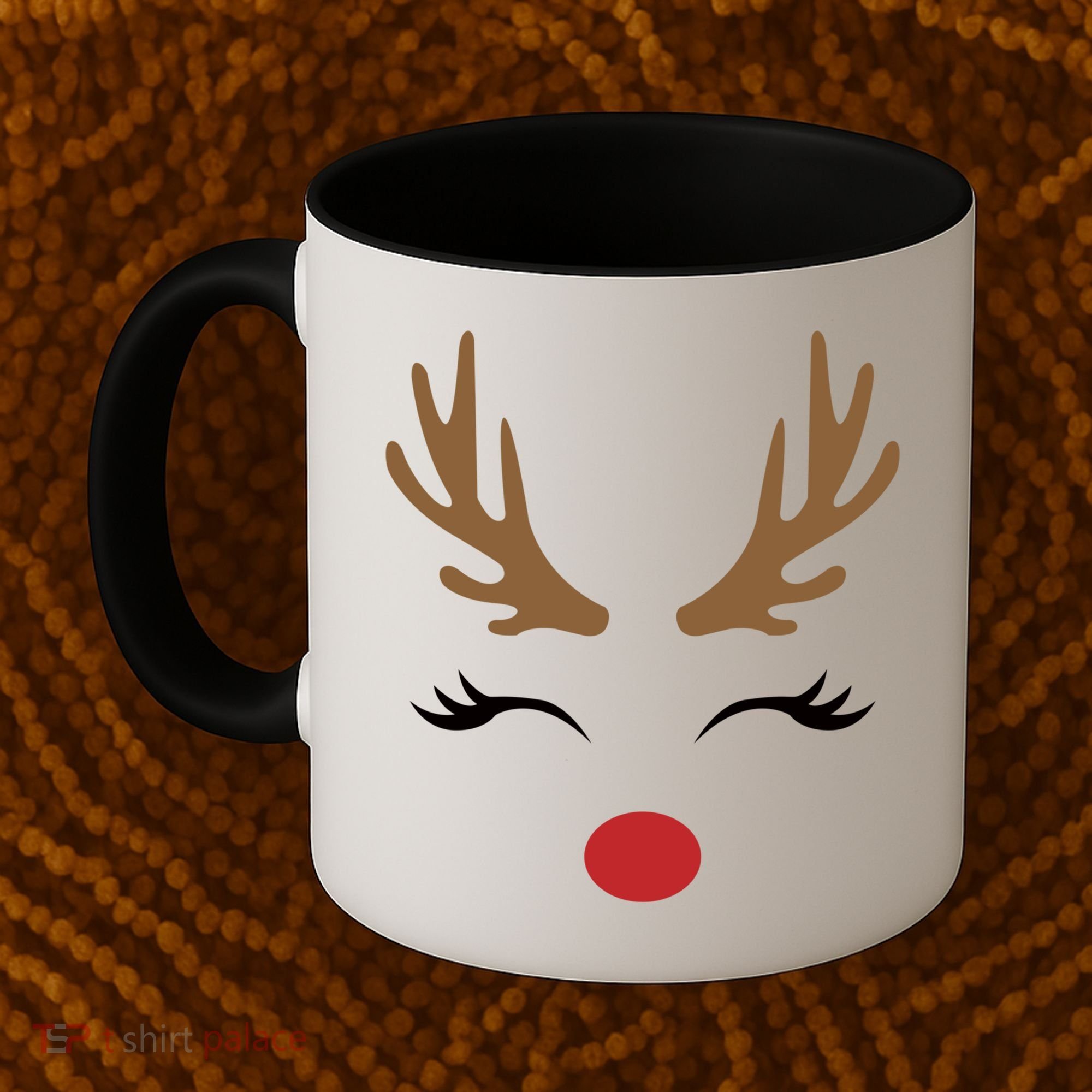 Cute Lady Reindeer Face With Eyelashes And Antlers Gift Novelty Gift Coffee Mug