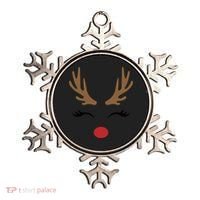 Cute Lady Reindeer Face With Eyelashes And Antlers Gift Novelty Gift Ornament thumb 0