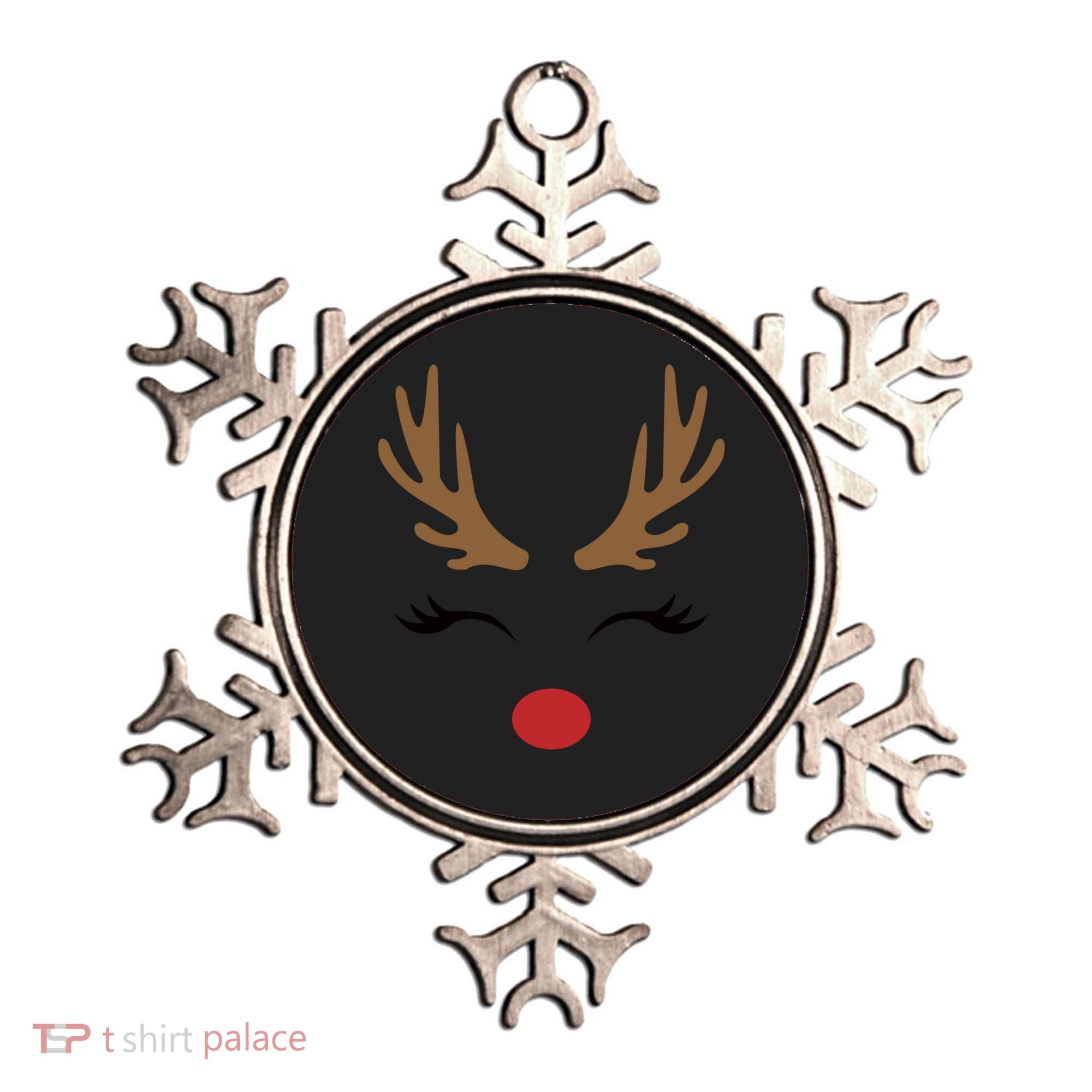 Cute Lady Reindeer Face With Eyelashes And Antlers Gift Novelty Gift Ornament