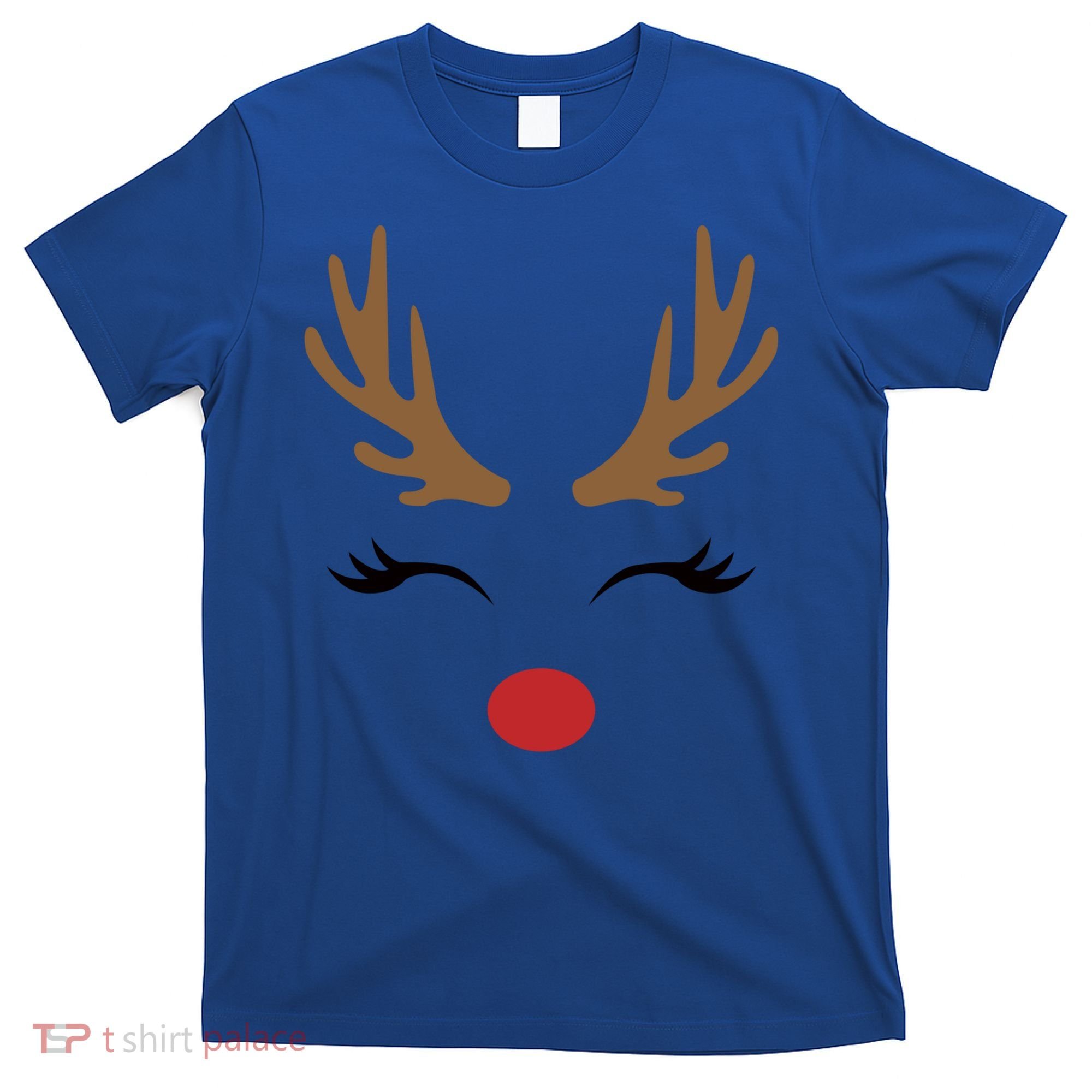 Cute Lady Reindeer Face With Eyelashes And Antlers Gift Novelty Gift T-Shirt