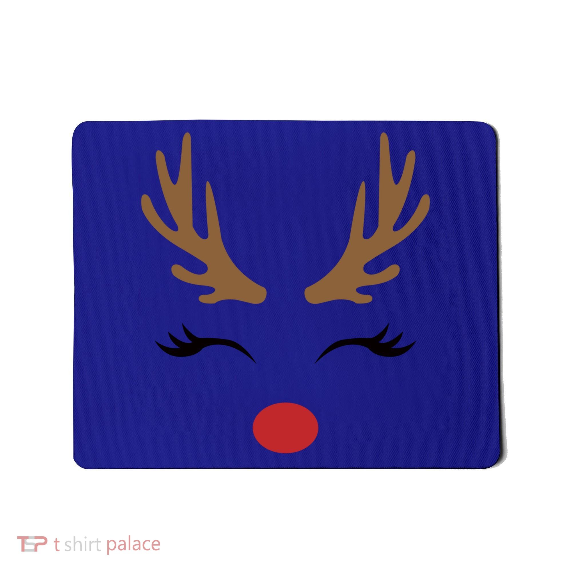 Cute Lady Reindeer Face With Eyelashes And Antlers Gift Novelty Gift Mousepad
