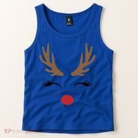 Cute Lady Reindeer Face With Eyelashes And Antlers Gift Novelty Gift Tank Top thumb 2