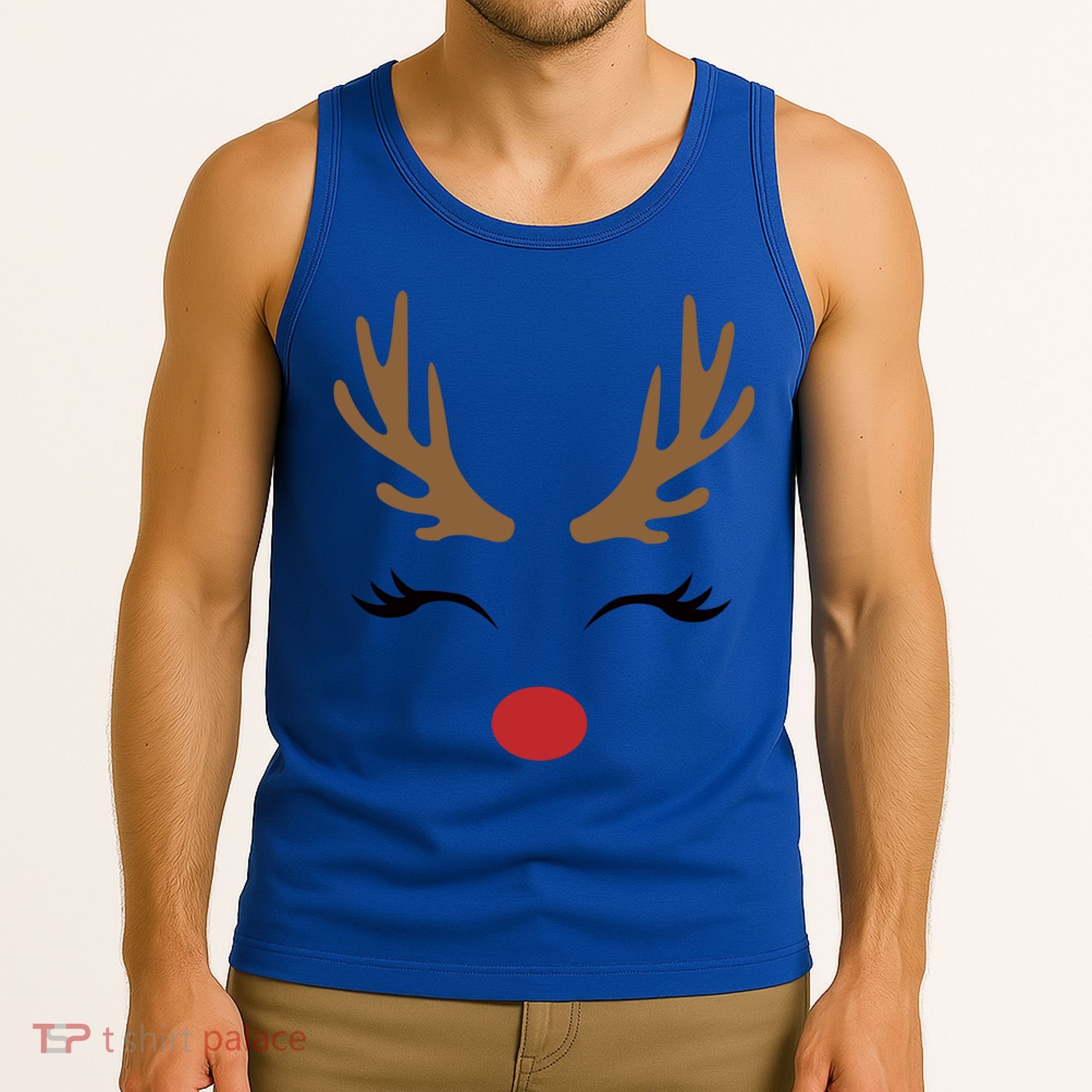 Cute Lady Reindeer Face With Eyelashes And Antlers Gift Novelty Gift Tank Top