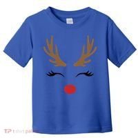 Cute Lady Reindeer Face With Eyelashes And Antlers Gift Novelty Gift Toddler T-Shirt thumb 0
